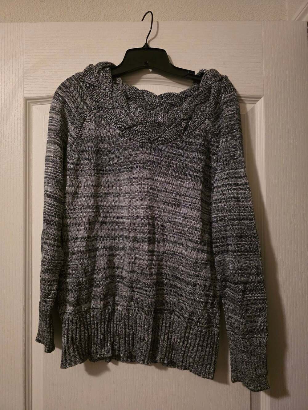John Paul Richard Cowl Neck Sweater Size XL Gray Metallic Knit Pullover
